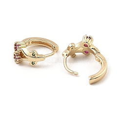 Brass Micro Pave Cubic Zirconia Hoop Earring&nbsp;EJEW-D078-55KCG