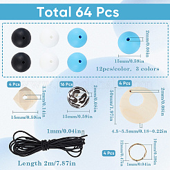 DIYシリコンビーズペンダントブレスレット作りキット  ジュエリーセット  ミックスカラー  15mm  穴：2mm&nbsp;DIY-SC0024-67