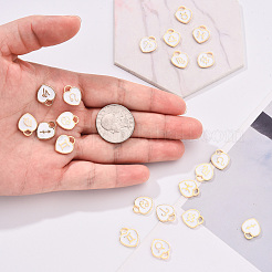 ライトゴールドメッキの合金エナメルペンダント  十二星座  ハート  ホワイト  14x12x1.8mm  穴：4mm  約12個/セット&nbsp;ENAM-R055-05A