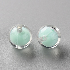 透明なアクリルビーズ  二層ビーズ  ラウンド  アクアマリン  11.5x11mm  穴：2mm  約520個/500g&nbsp;TACR-S152-16A-SS2111