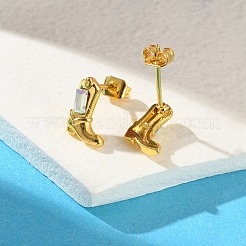 Brass Micro Pave Cubic Zirconia Stud Earrings For Women&nbsp;EJEW-B111-01G-01