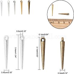 合金のチベット風チャーム  スパイクビーズ  鉛フリーとニッケルフリー  コーン  ミックスカラー  21~34x3~4.5mm  穴：1~3mm  100個/箱&nbsp;TIBEP-NB0001-14-FF