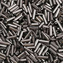 ガラス竹ビーズ  銀メッキ  8~10x1.5~2.5mm  穴：0.5~0.9mm  約6500個/袋&nbsp;SEED-R028-2x9-A04