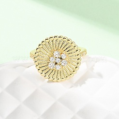 Adjustable Brass Micro Pave Cubic Zirconia Cuff Rings for Women&nbsp;RJEW-B139-07G-01