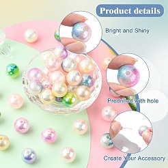 50Pcs UV Plating Opaque Rainbow Iridescent Acrylic Beads&nbsp;SACR-CJ0001-42