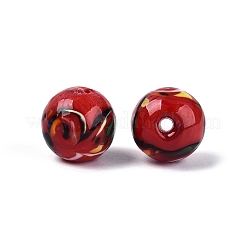 手作りランプワークビーズ  ラウンド  ファイヤーブリック  11.5~12.5mm  穴：1~1.8mm&nbsp;LAMP-Q039-05E