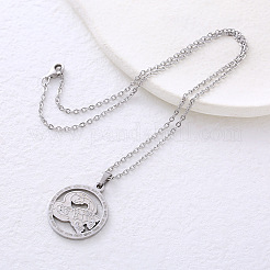 304 Stainless Steel Hollow Coin Pendant Necklaces for Women&nbsp;VV0068