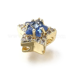Brass Micro Pave Cubic Zirconia Beads&nbsp;KK-D379-01G-07