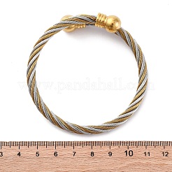 女性用304ステンレススチールトルクバングル  イオンプレーティング（ip）  ゴールデン·ステンレス鋼色  5/8インチ（1.7cm）  内径：2-1/4インチ（5.6x5.55cm）&nbsp;BJEW-P310-20GP