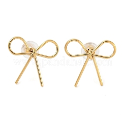 304ステンレススチールスタッドイヤリング  bowkont  18KGP本金メッキ  21.5x23.5mm&nbsp;EJEW-U065-01A-G