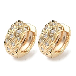 真鍮製クリアキュービックジルコニアの菱形フープピアス  18KGP本金メッキ  15x15.5x7mm&nbsp;EJEW-D320-04G