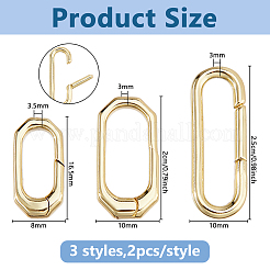 6Pcs 3 Styles Brass Spring Gate Rings&nbsp;KK-DC0004-94