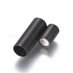 304ステンレススチール製マグネット留め具、接着端付き  艶消し  コラム  ガンメタ色  16x6mm  穴：4mm&nbsp;STAS-I120-52MB-B
