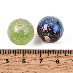 メッキ透明レジンビーズ  花の丸  グリッターパウダー付き  ミックスカラー  16~16.5mm  穴：2.5mm&nbsp;RE-CBA5A76-13