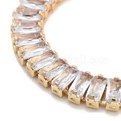 Brass Pave Clear Cubic Zirconia Rectangle Box Chain Slider Bracelets&nbsp;BJEW-B094-05B-G