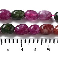 天然の天然翡翠ビーズ連売りを染めた  オーバル  赤ミディアム紫  8.5~11x7~8.5x7~8.5mm  穴：1mm  約18個/連  7.28~7.48インチ（18.5~19cm）&nbsp;G-P528-I04-01