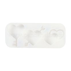 DIYペンダントシリコンモールド  レジン型  ハート  ホワイト  55x137x15.5mm  穴：2.6mm  内径：43~51x39~50mm&nbsp;SIMO-P009-F03
