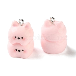 不透明樹脂ペンダント  子豚のチャーム  亜鉛合金ループ付き  プラチナ  ピンク  25.5x18x17mm  穴：2mm&nbsp;RE-B002-02