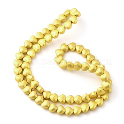 電気メッキガラスビーズセット  ハート  マット黄金  6x6.5x4mm  穴：0.8mm  約69個/連  15.04''（38.2センチメートル）&nbsp;EGLA-H109-12H-01