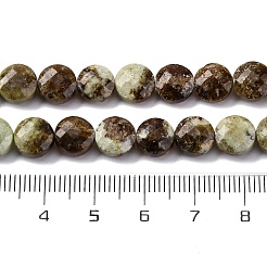 天然のグリーンガーネットビーズ連売り  ファセット加工された菱形カットのコインビーズ  フラットラウンド  8~8.5x4.5~6.8mm  穴：0.8~1.2mm  約48~49個/連  15.08~15.35インチ（38.3~39cm）&nbsp;G-C179-A32-03