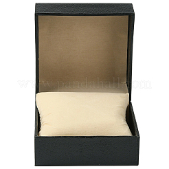 合成皮革ライチ柄腕時計ボックス  ベルベットの枕付き  正方形  ビスク  10x10x6cm&nbsp;CON-WH20013-02A