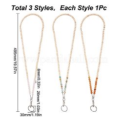3Pcs 3 Style Natural Rose Quartz/Flower Amazonite/Red Aventurine & Wood Beaded Name Card Holder&nbsp;HJEW-SC0001-27