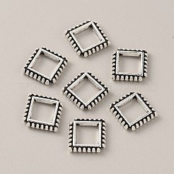 チベットスタイル合金ビーズフレーム  アンティークシルバー  正方形  13x13x3mm  穴：1.5mm  95~100個/袋。&nbsp;FIND-WH0034-45AS-08