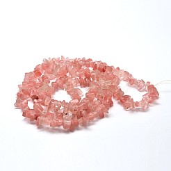 チェリークォーツガラスチップビーズ連売り  3~8x3~8mm  穴：1mm  約34インチ&nbsp;X-G-L269-41