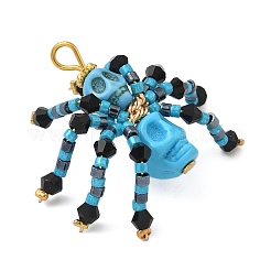 Halloween Theme Dyed Synthetic Turquoise & Glass Seed Beads Pendants&nbsp;PALLOY-MZ00774-05