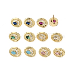 Brass Micro Pave Cubic Zirconia Stud Earrings&nbsp;EJEW-G471-13G