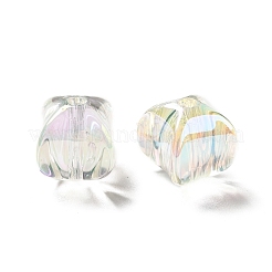 ツートン UV メッキ レインボー虹色アクリル ビーズ  長方形  透明  15~15.5x14x14mm  穴：2.7mm&nbsp;TACR-D010-04G