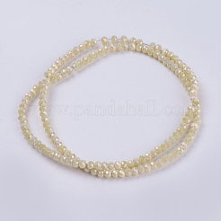 電気メッキガラスビーズセット  フル虹メッキ  多面カット  ロンデル  きいろ  3~3.5x2~2.5mm  穴：0.8mm  約135~140個/連  14.6インチ（37cm）&nbsp;GLAA-F077-FR02