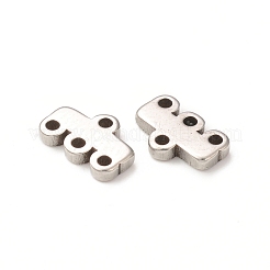 変色しない304ステンレススチールシャンデリア部品リンク  4ループコネクタ  長方形  ステンレス鋼色  5x8x1.5mm  穴：1mm&nbsp;STAS-A074-02C-P