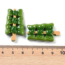 不透明樹脂模造食品デコデンカボション  串焼き  オリーブドラブ  34x19.5x8mm&nbsp;CRES-O002-02C