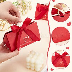 ハンドバッグ型キャンディー包装箱  結婚披露宴のギフト用の箱  リボンとあなたにぴったりの言葉付き  レッド  完成品：13x7.5x6.5cm&nbsp;CON-WH0086-039B