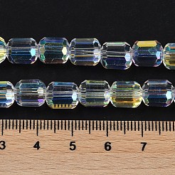 電気メッキガラスビーズセット  ファセットバレル  クリアAB  9x7.5mm  穴：1.3mm  約60個/連  21.46''（54.5センチメートル）&nbsp;X-GLAA-G112-07H