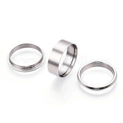 Detachable 304 Stainless Steel Grooved Finger Ring Settings&nbsp;STAS-WH0047-73E-P
