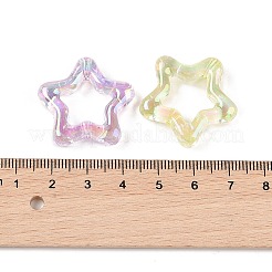 UVメッキ透明アクリルビーズ  ミックスカラー  スター  26x27.5x7mm  穴：2.5mm&nbsp;OACR-Z020-21B