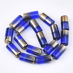 半分の電気メッキガラスビーズ連売り  コラム  ミックスカラー  19.5~20x10mm  穴：1.4mm  約15~17個/連  13.39インチ（34cm）&nbsp;EGLA-S177-01