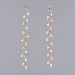 Electroplate Glass Beads Dangle Stud Earrings&nbsp;EJEW-JE03820-01