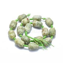 天然岫岩のヒスイのビーズ連売り  コラム  18~20x13.5~14x13~14mm  穴：2.5mm  約16~18個/連  16.9インチ〜17.1インチ（43~43.5cm）&nbsp;G-O179-C01