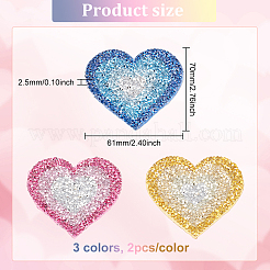6Pcs 3 Colors Heart Hotfix Rhinestone&nbsp;DIY-FG0003-53
