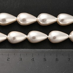 電気メッキシェルパールビーズ連売り  ティアドロップ  トウモロコシの穂の黄色  17x10.5mm  穴：0.9mm  約22個/連  15.91インチ（40.4cm）&nbsp;BSHE-G010-10x16mm-01