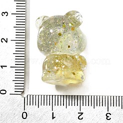 透明樹脂の小さなクマの飾り  デスクトップの装飾用  きいろ  19.5x16.5x25mm&nbsp;RESI-S015-01G