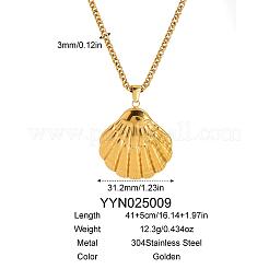 ヨーロッパとアメリカのステンレススチール製ペンダントネックレス（女性用）  18KGP本金メッキ  シェル形状  16.14インチ（41cm）&nbsp;YE1351-1