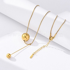 304 Stainless Steel Round Ball Pendant Snake Chain Necklaces&nbsp;NJEW-U028-03G
