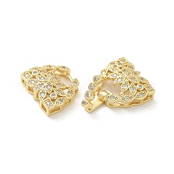 Brass Micro Pave Clear Cubic Zirconia Fold Over Clasps&nbsp;KK-Z083-04G