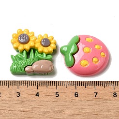 Sunflower/Rabbit/Strawberry Opaque Resin Decoden Cabochons&nbsp;CRES-B019-08