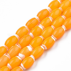 手作りランプワークビーズ連売り  オーバル  オレンジ  10.5~11.5x7.5~8mm  穴：1.2~2mm  約34~37個/連  15.75インチ〜15.94インチ（40~40.5cm）&nbsp;LAMP-N023-004-11
