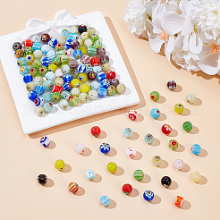120Pcs Handmade Millefiori Glass Round Beads&nbsp;LAMP-ME0001-10
